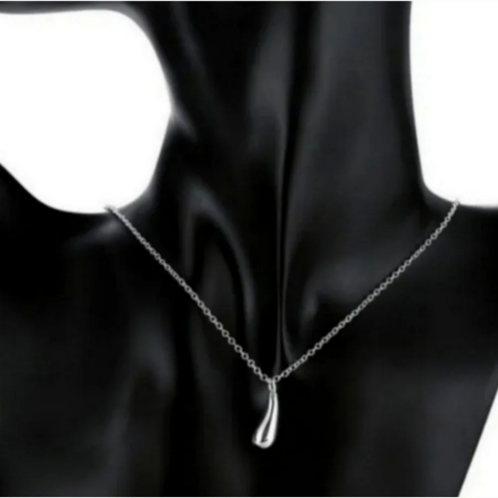 925 Sterling Silver Waterdrop Jewelry Set Bracelet Necklace Earrings and Ring - Picture 15 of 16